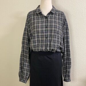 Uniqlo Lightweight Plaid‎ Cotton Blend Button Down Shirt